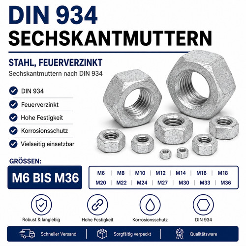 Sechskantmutter din 934 - din,